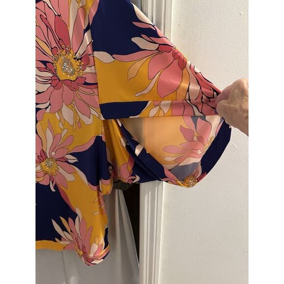 Trina Turk Women Breeze Swim Cover Up Tunic Floral Multi Color Size XL Beach - Picture 3 of 6